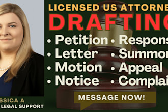 draft legal documents, motions, petitions and appeals
