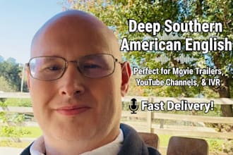 record a deep, southern male voice over