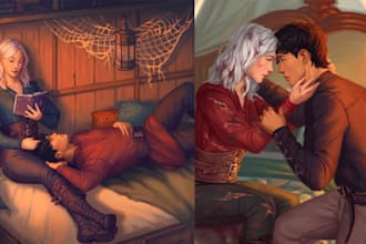 do fantasy romance cover art illustration webtoon novel ebook cover