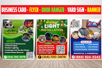 do flyer and door hanger design for lawn care pressure washing, all businesses
