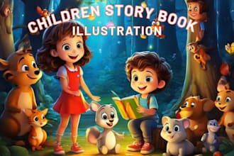 illustrate children story book illustration, kids story book illustration