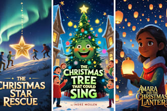 illustrate christmas storybook, manga pages, print ready christmas cover art