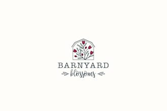 design a vintage feminine floral logo for your flower farm