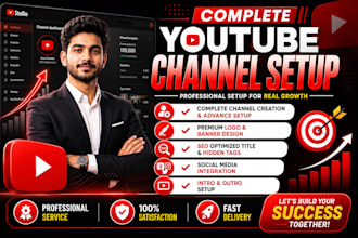 create, setup youtube channel with logo, banner