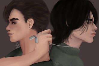draw a semirealistic digital portrait