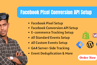 fix or setup facebook pixel, meta conversion API, GTM server side tracking