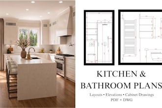 create kitchen or bathroom floor plans, elevations and cabinet drawings