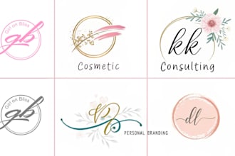 do professional elegant and beautiful watercolor feminine logo design