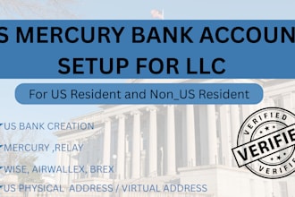 create US llc, bank creation mercury,stripe,relay business bank account