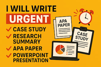 do powerpoint presentation, urgent case studies, research summaries, apa papers