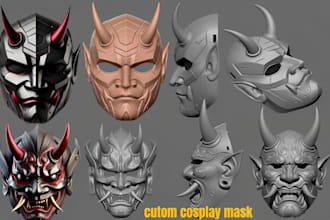 cosplay, cosplay mask, 3d printing, samurai cosplay mask, 3d printed cosplay stl