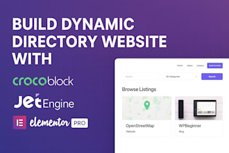 build crocoblock jetengine dynamic directory website with elementor pro