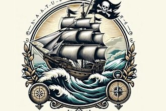 create vintage pirate boat ship logo