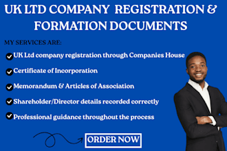 register your UK ltd company and provide official formation documents