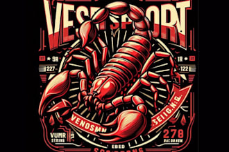 design vintage venomous sting red scorpions logo
