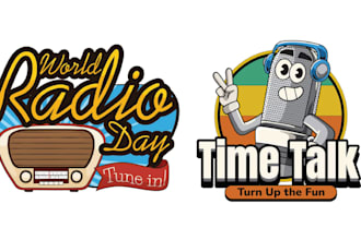 design cartoon microphone music radio station logo