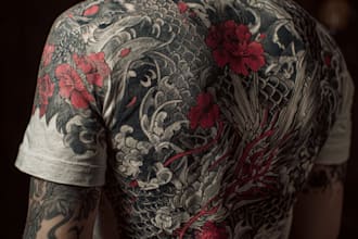 create super artistic tattoo designs in japanese style
