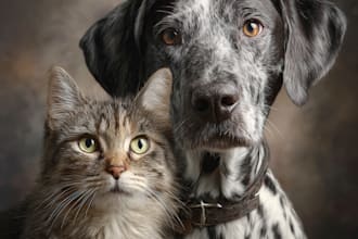 create realistic digital pet portrait dog, cat, horse