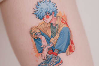 illustration for anime tattoo in color