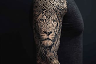 create sleeve tattoo design in geometric style