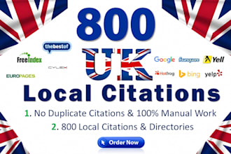 create 800 live UK local citations to boost your local SEO ranking