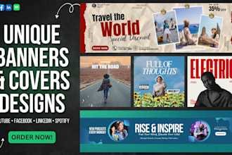 design youtube, facebook, linkedin and spotify banners