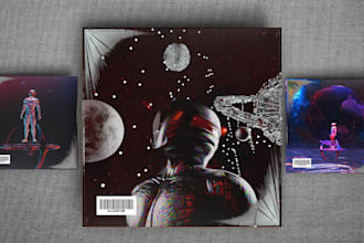 design a 3d album cover art for rap, trap, and hip hop
