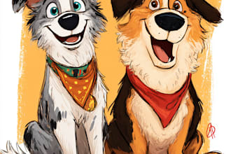 draw pet portrait into cartoon disney