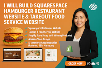build squarespace hamburger restaurant website takeout food service website