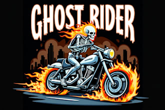 make a high quality skull ghost rider logo with unlimited revision