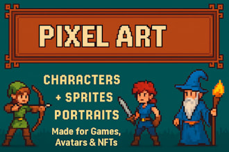 create pixel art character,pixel avatar,tileset,pixel animation