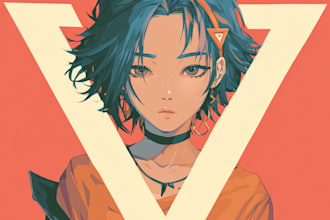 make vector minimalist anime for vtuber album cover lofi logo wallpaper