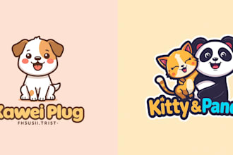 design a cute kawaii cartoon animal cat dog fox mascot logo