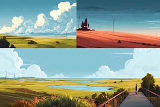 draw a flat vector landscape illustration