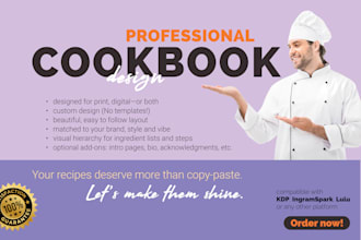 design and format a beautiful, professional cookbook for print or digital sales