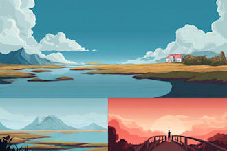 illustrate beautiful flat landscape illustration art