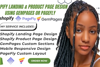 shopify landing and product page design using gempages or pagefly