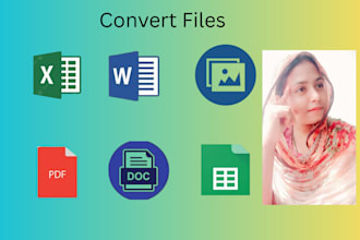 convert to pdf, word, excel, google doc, sheets, jpeg, csv etc