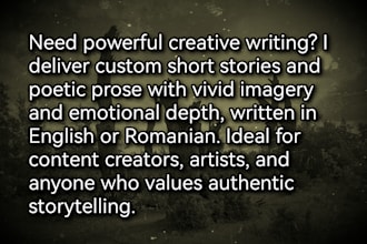 craft original, evocative creative writing pieces tailored to your needs