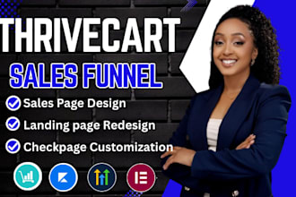 design or redesign thrivecart sales funnel page, product checkout page fixing