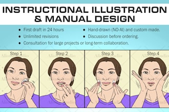 draw product assembly, instruction steps, line art, design user manual, no ai