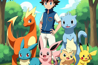 draw custom pokemon or fakemon, and pokemon trainer anime