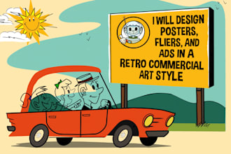 design retro style posters, flyers, and ads