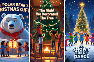 draw colorful book design, xmas childrens graphic illustration, KDP book cover