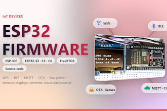 develop custom esp32 firmware with esp idf, wifi, ble, mqtt and ota