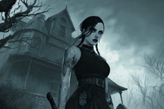 draw dark fantasy art and horror illustration