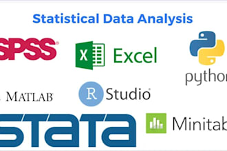 do statistical data analysis in rstudio, SAS, stata, spss,excel