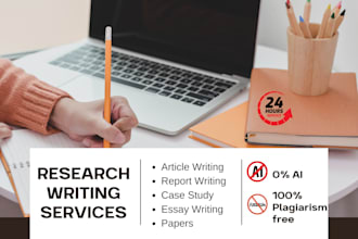 write online assignments, internship report, case study, research summary