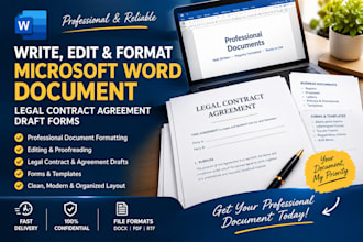 write, edit format microsoft word document, legal contract agreement draft forms