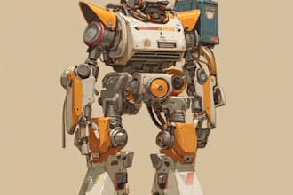 draw amazing character mecha robot illustration